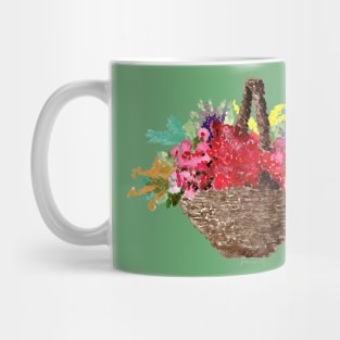 Basket full of Flowers Watercolour Painting Mug